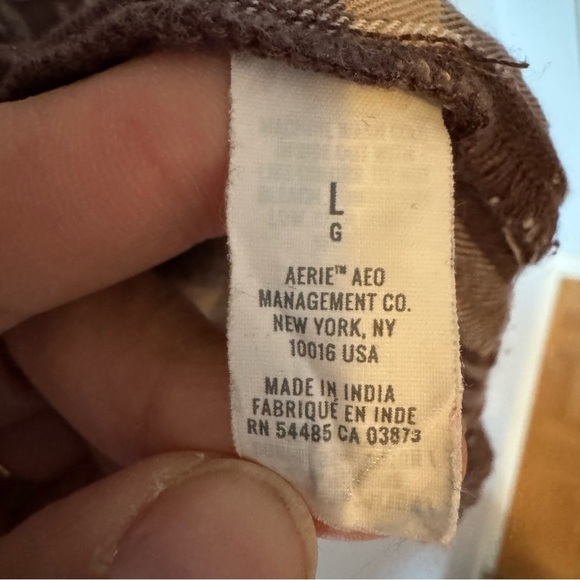 Aerie Brown/ Tan Plaid Shirt women’s Large- Cabincore - Picture 3 of 4